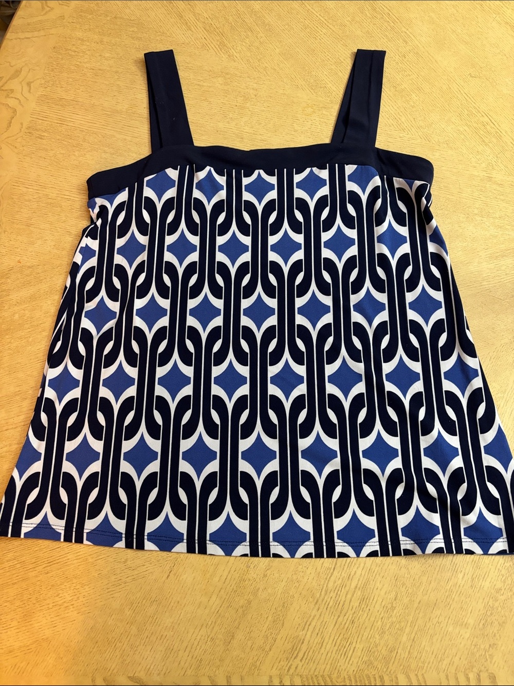 INC International Concepts Navy and White Geometric Strap Tank